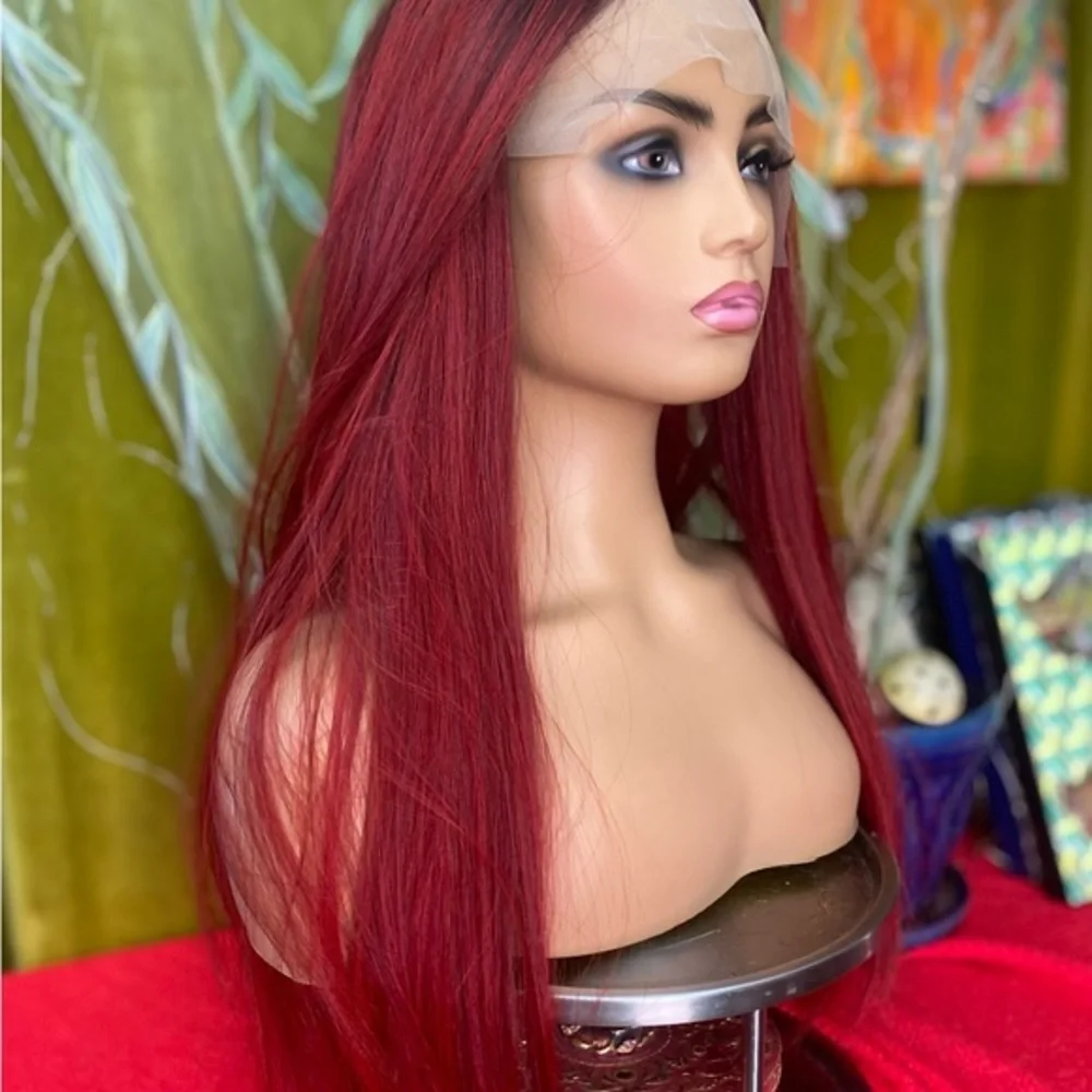 vampire red black lace front wig